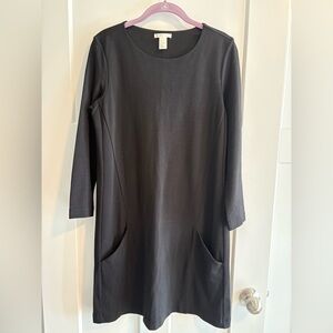 Basic Black Pullover Dress With Pockets